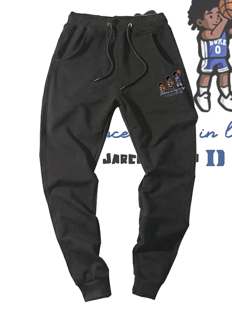76人魔仙哥卡通麦凯恩杜克美式篮球印花休闲长裤男女款运动卫裤子