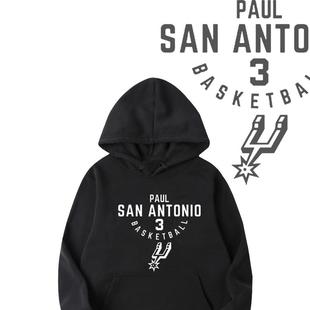 保罗3号马刺队篮球训练服秋冬季男女同款运动潮流休闲带帽卫衣服