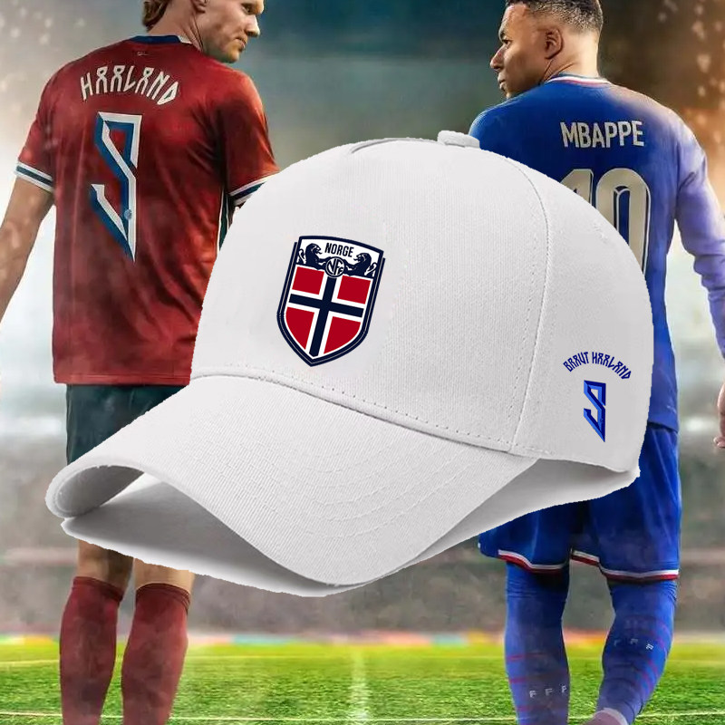 2026世界杯挪威队哈兰德厄德高足球迷印花鸭舌帽男女遮阳棒球帽子