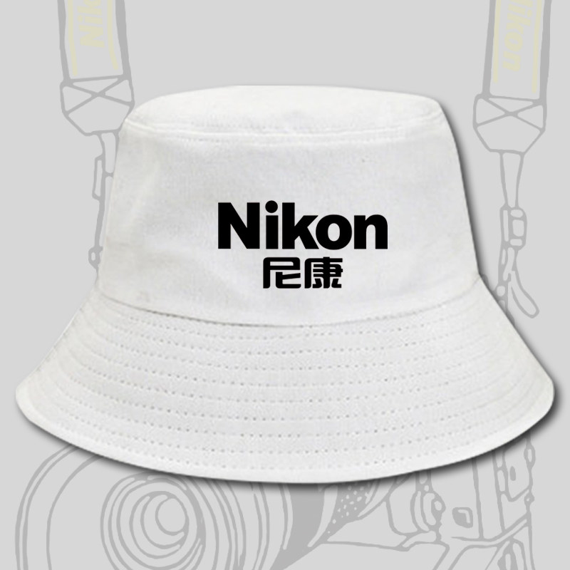 尼康相机爱好者单反胶片可定制摄影摄像师渔夫帽男士黑白色盆帽子