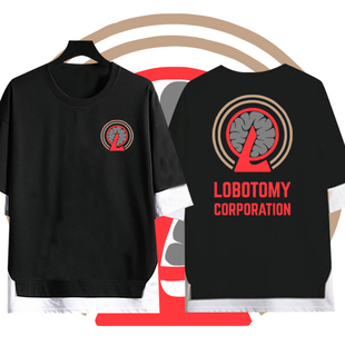 脑叶公司周边同款Lobotomy Corporation男女游戏假两件五分袖T恤