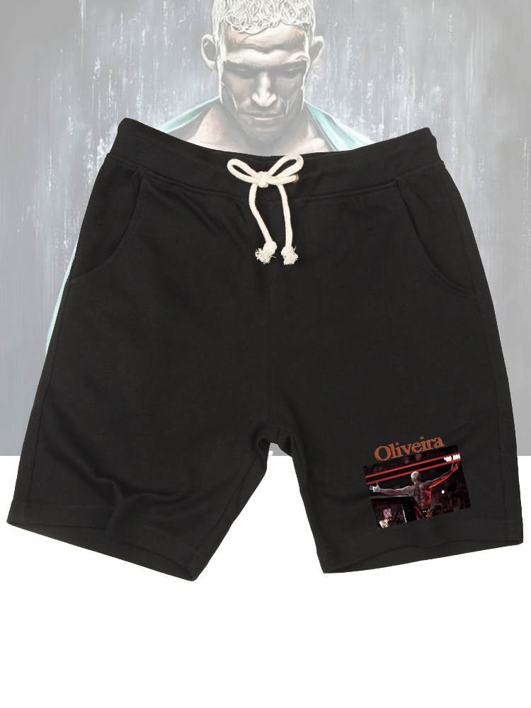 美式复古街头奥利维拉Oliveira印花UFC拳击潮流短裤宽松五分卫裤