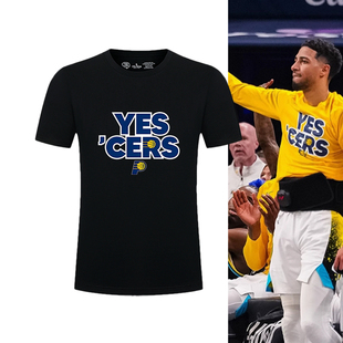 步行者2025季后赛哈里伯顿出场服印花短袖篮球运动纯棉宽松上衣T