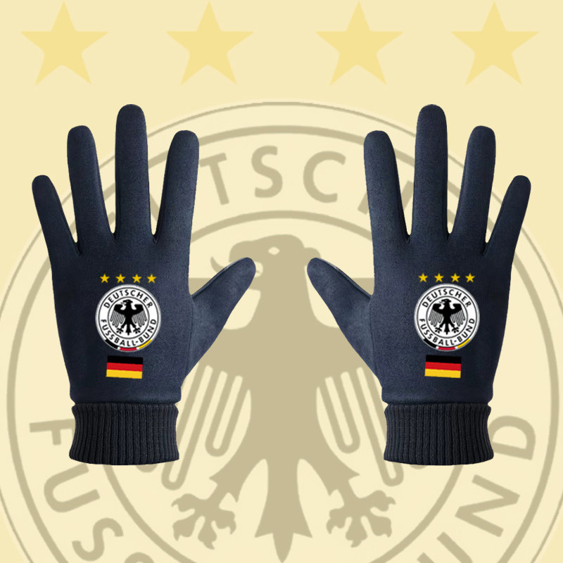 2022秋冬新款德国队足球防寒分指触屏手套男Germany卡塔尔世界杯