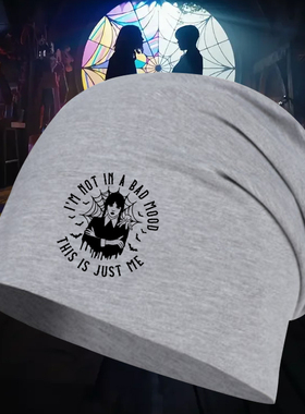 美剧星期三Wednesday小狼女亚当斯一家周边印花秋冬保暖堆堆帽子