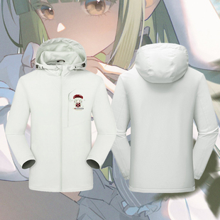 若叶睦mujika周边mygo男女二次元印花连帽冲锋衣休闲保暖外套上衣