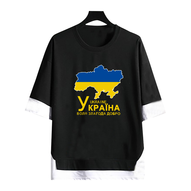 乌克兰ukraine国家地图假两件t恤