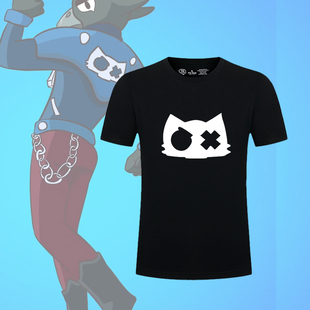 荒野乱斗黑鸦游戏联名周边同款cos印花短袖T恤男女宽松痛衣服半袖