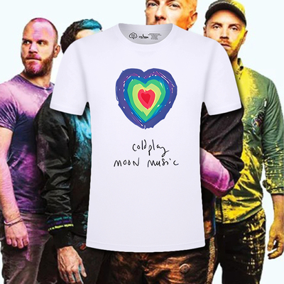 ColdPlay酷玩乐队moon music演唱会应援周边印花短袖男女宽松T恤