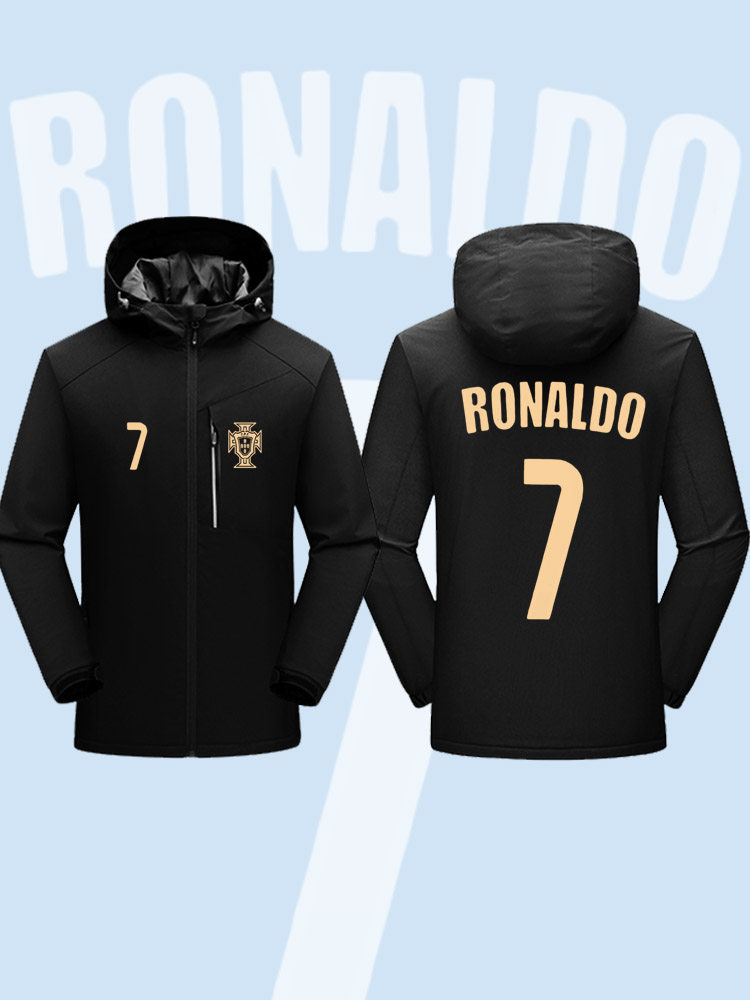 c罗葡萄牙7号足球训练服男女户外时尚潮流连帽夹克冲锋衣外套定制
