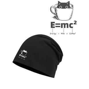 国潮搞笑猫咖啡分子式趣味印花包头帽男女同款秋冬新款保暖堆堆帽