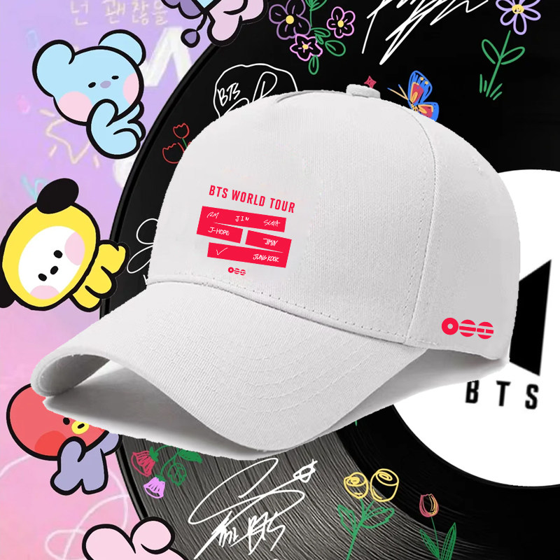 BTS WORLD TOUR防弹少年团演唱会周边印花棒球帽男女粉丝应援帽子