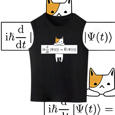 Schrödinger方程式薛定谔猫纯棉无袖背心男女情侣宽松衣服潮流