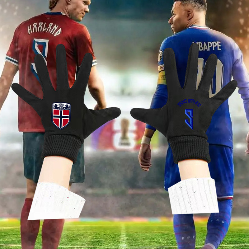 2026世界杯挪威队哈兰德厄德高足球迷男女印花手套冬季保暖骑行潮