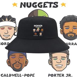 美式复古篮球掘金队约基奇卡通印花穆雷休闲渔夫帽男女遮阳盆帽子