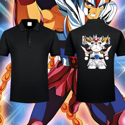 卡通魔神坛斗士哆啦A梦联动漫印花POLO衫男女百搭翻领短袖T恤上衣