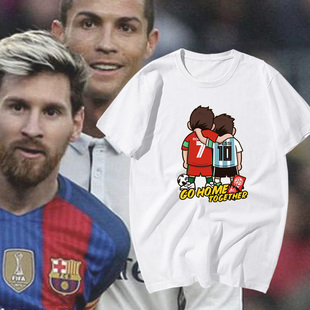 2021欧洲杯短袖 C罗CR7世界杯足球衣服内马尔运动纯棉体恤 t恤梅西