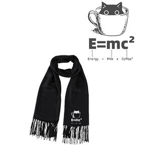 国潮搞笑猫咖啡分子式趣味印花围巾男女秋冬新款柔软保暖围脖披肩