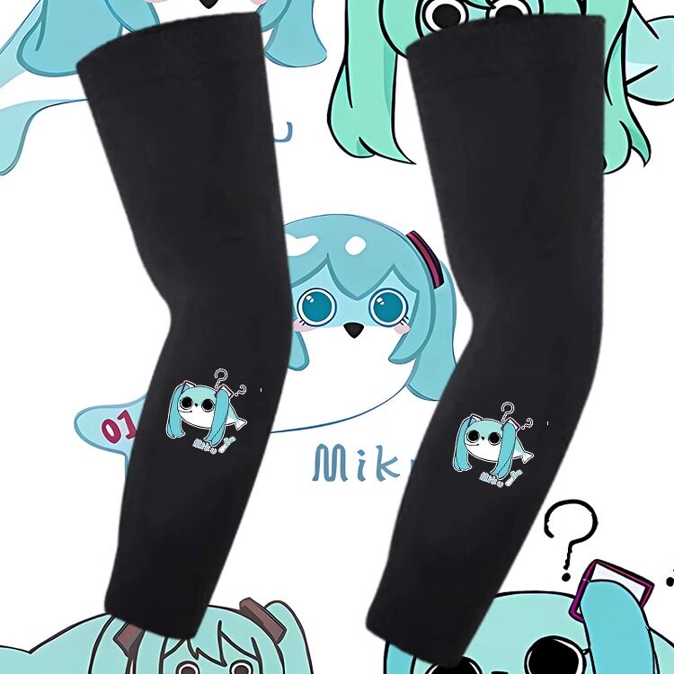 动漫周边初音MIKU未来联名萨卡班甲鱼印花冰袖夏季防晒冰丝袖套子