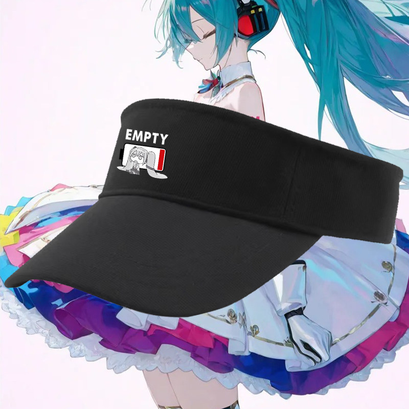 初音联名未来电量耗尽创意男女纯棉空顶帽二次元青年潮流百搭帽子