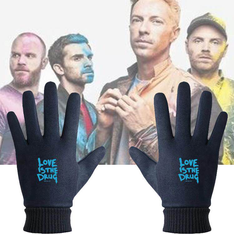 ColdPlay酷玩乐队同款2024音乐摇滚演唱会男女印花保暖触屏手套子