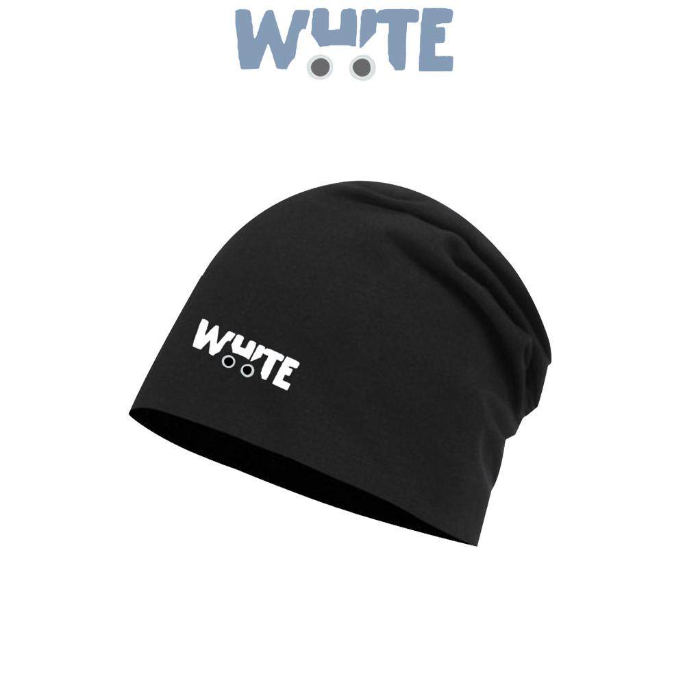 黑色猫WHITE英文简约趣味印花男女同款休闲包头帽防风堆堆头巾帽