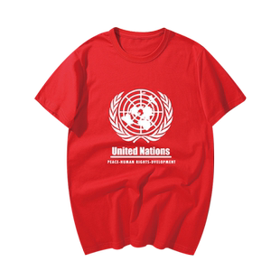 联合国United Nations地理信息创意标志短袖男女T恤衫半袖上衣服