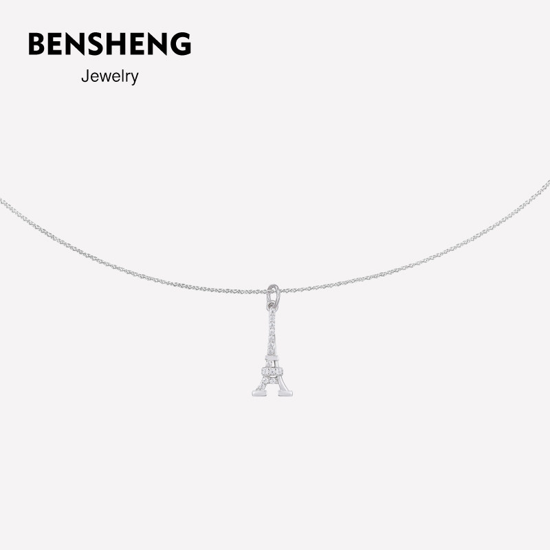 BENSHENG奇幻巴黎925纯银铁塔项链锁骨链法式小众设计送女友礼物,饰品/流行首饰/时尚饰品新,项链,淘宝优惠券,粉丝福利购,淘宝优惠卷