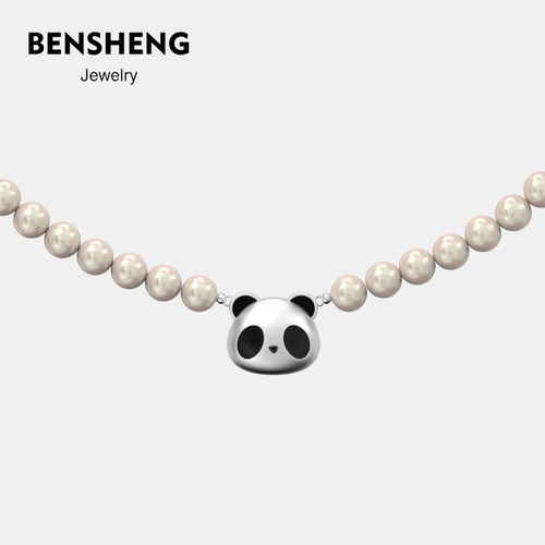 BENSHENG新中式熊猫项链女