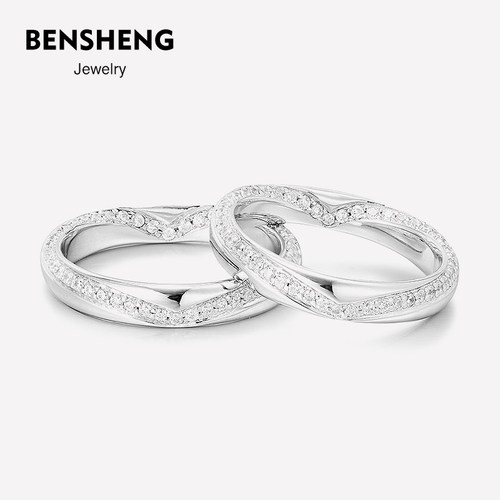 bensheng纯银love情侣对戒