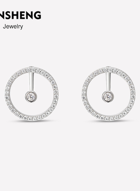BENSHENG法式925纯银耳钉女wedding圆环法式轻奢高级感小众耳饰品