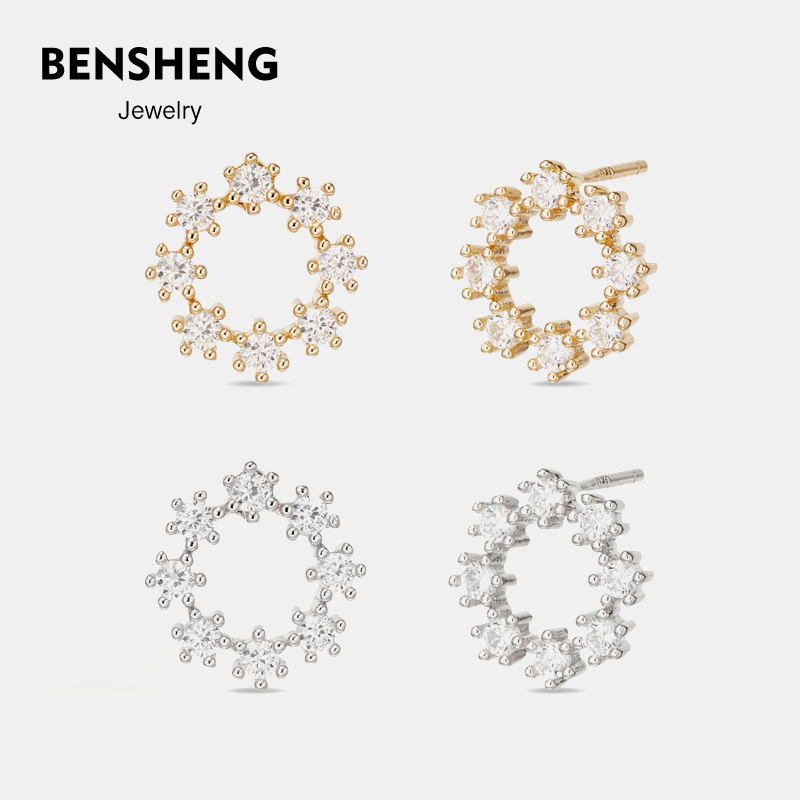BENSHENG小花环耳钉女小众设计