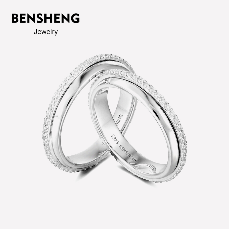 BENSHENG星辰纯银情侣对戒小众