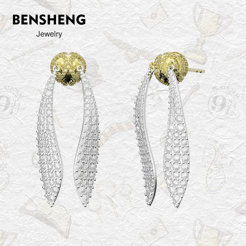 BENSHENG金色飞贼耳钉女小众设计