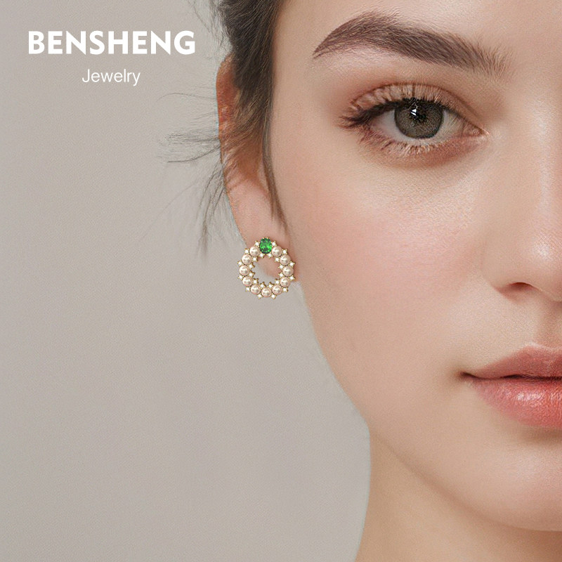 BENSHENG告白耳钉女耳环Shining锆石法式高级感优雅气质小众耳饰