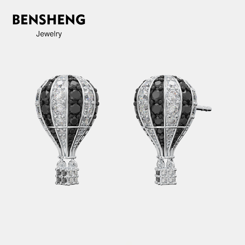 BENSHENG热气球耳钉女法式小众