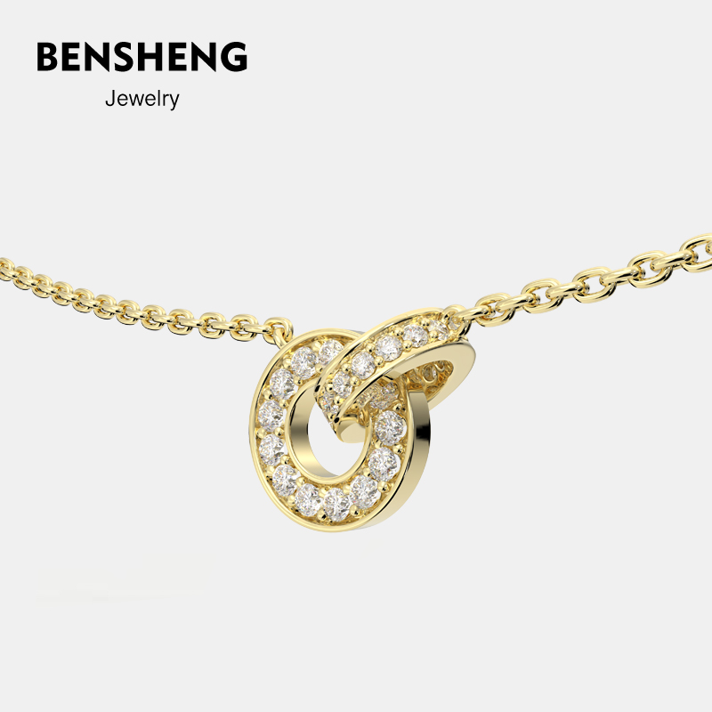 BENSHENG双环镀金项链简约法式