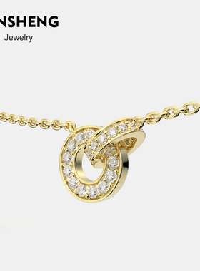 售完无补-双环镀金色项链女锁骨链shining原创法式轻奢小众饰品