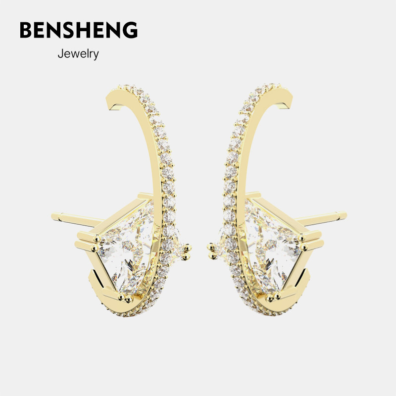 BENSHENG璀璨方糖耳钉法式