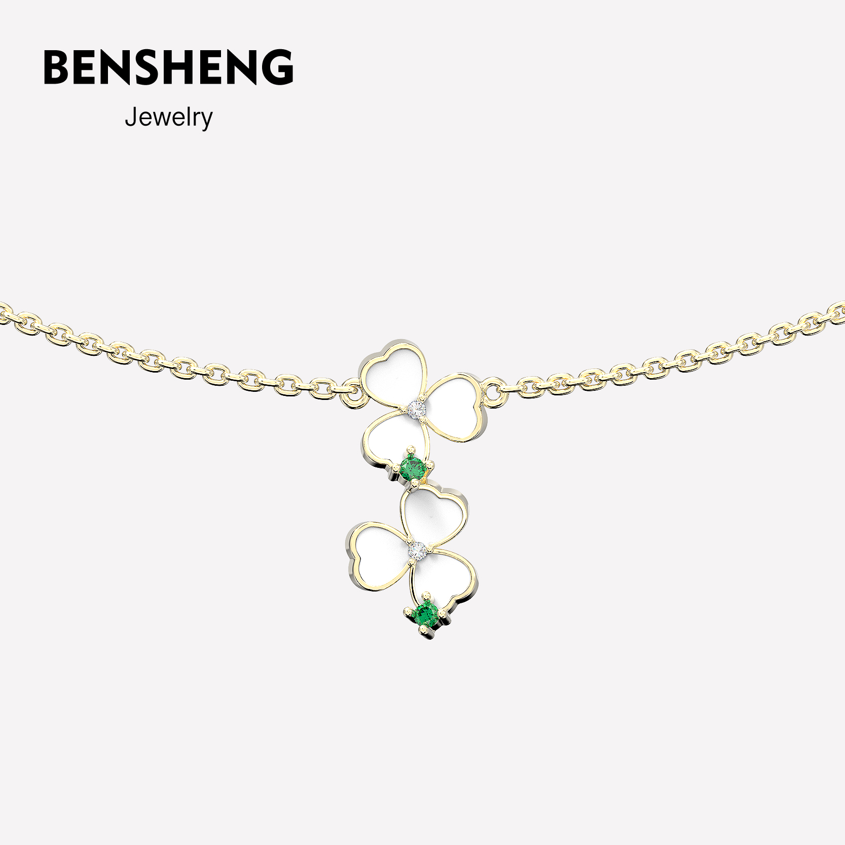 BENSHENG三叶草项链原创法式女
