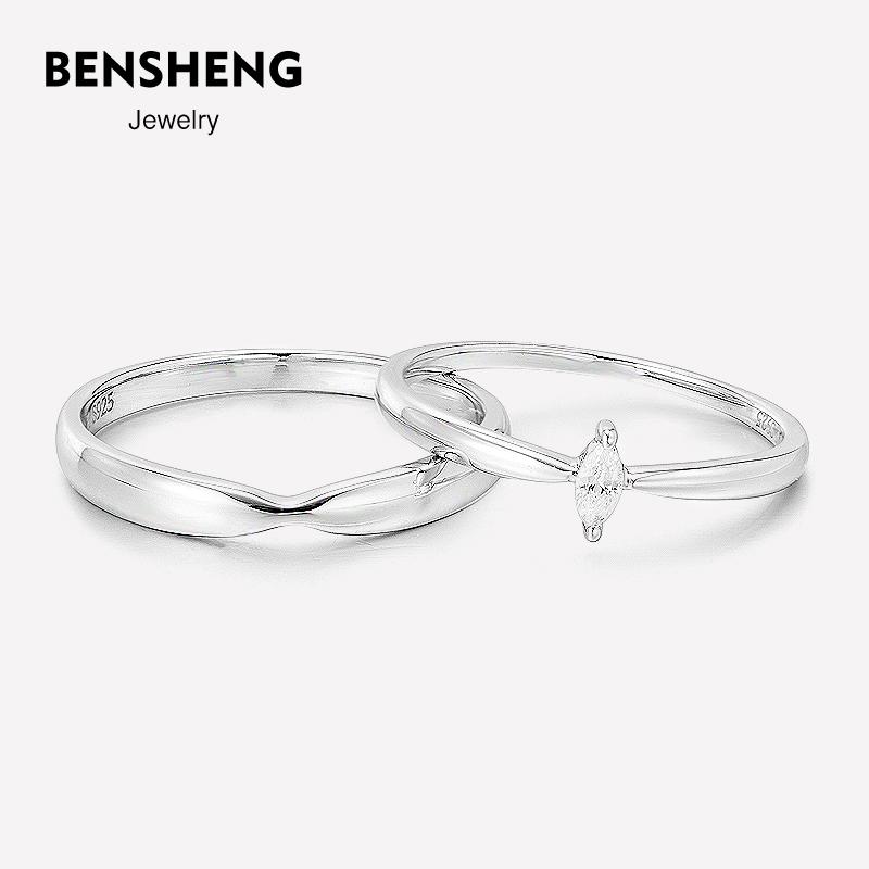 BENSHENG纯银遇见情侣对戒小众