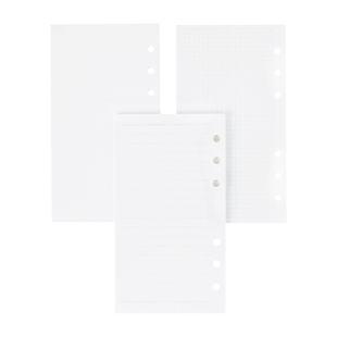 A6全系列活页内页纸 6孔手账笔记本子圆点英文备忘财务方格横格康奈尔空白日周月计划英文线黑卡牛皮替换内芯