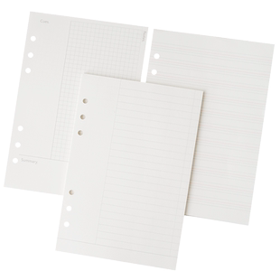 A5全系列活页内页纸 6孔手账笔记本圆点英文备忘财务方格横格康奈尔空白日周月计划英文线牛皮纸黑卡替换内芯