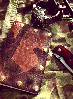 清仓vintage美式复古rustybutcher风格迷彩工装铆钉简易卡包钱包