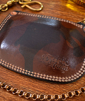 美式复古 阿美咔叽 手工迷彩头层牛皮零钱包卡包talon拉链RRL风格