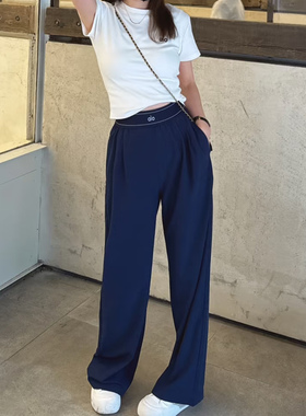 aIo 瑜伽高腰显瘦直筒阔腿裤休闲垂感弹力腰带宽松女运动显腿长裤
