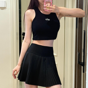 背心透气百褶裙遮臀显瘦运动健身瑜伽服女 运动无袖 alo 金智秀同款
