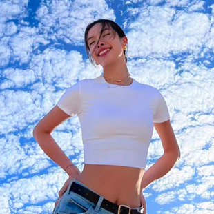 辣妹修身 女夏季 新款 上衣运动健身衣 显瘦露脐短款 智秀同款 alo 短袖