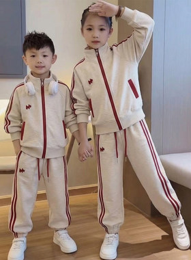 姐弟装春装运动套装2026春季新款儿童绣花上衣拉条休闲阔腿裤潮