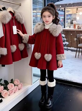 女童冬装加厚年服外套2025年秋冬季大毛领上衣大板型保暖过冬大衣